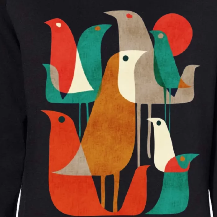 Flock Bird Illustration Womens California Wash Sweatshirt