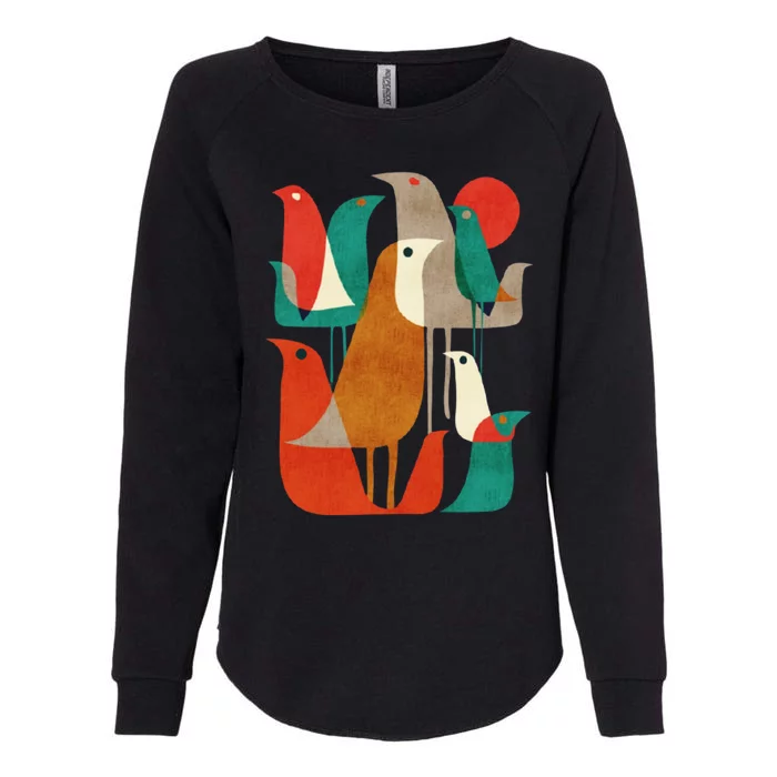 Flock Bird Illustration Womens California Wash Sweatshirt