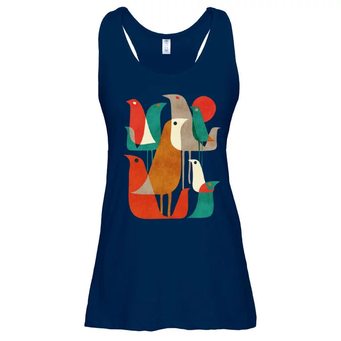 Flock Bird Illustration Ladies Essential Flowy Tank