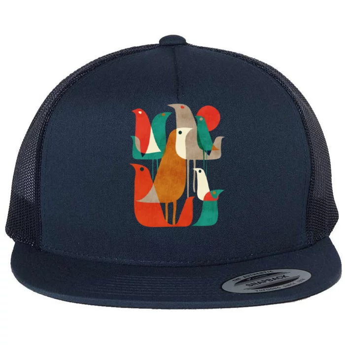 Flock Bird Illustration Flat Bill Trucker Hat