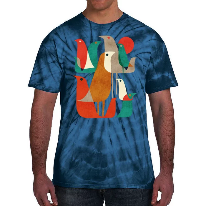 Flock Bird Illustration Tie-Dye T-Shirt