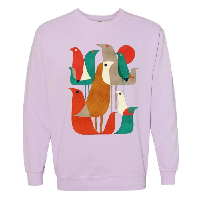 Flock Bird Illustration Garment-Dyed Sweatshirt