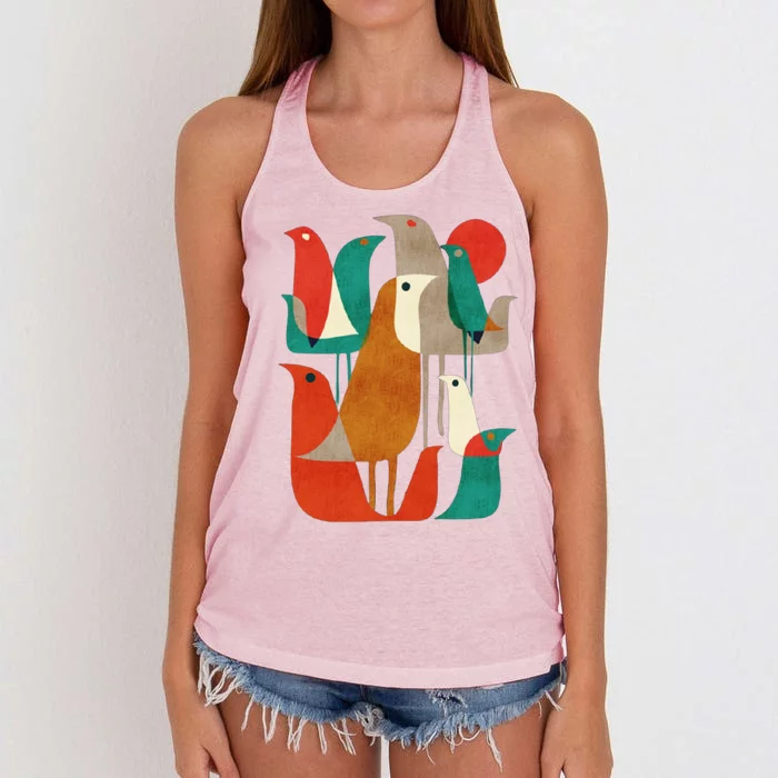 Flock Bird Illustration Women's Knotted Racerback Tank