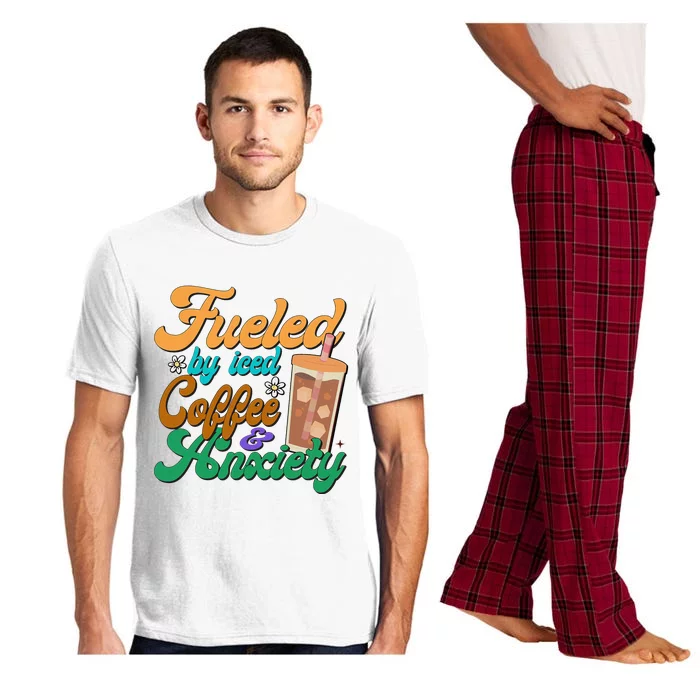 Fueled By Iced Coffee and Anxiety Funny Iced Coffee Lover Pajama Set