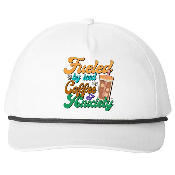 Fueled By Iced Coffee and Anxiety Funny Iced Coffee Lover Snapback Five-Panel Rope Hat