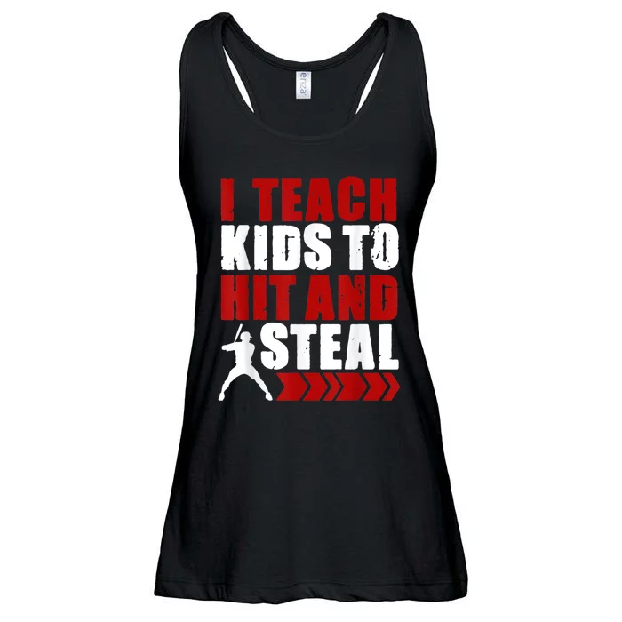 Funny Baseball I Teach Ki Ds To Hit And Steal Baseball Coach Ladies Essential Flowy Tank