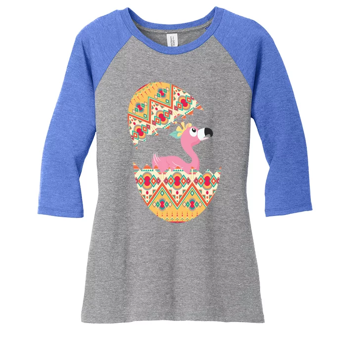 Flamingo Bird In Easter Egg Happy Easter Flamingo Costume Gift Women's Tri-Blend 3/4-Sleeve Raglan Shirt