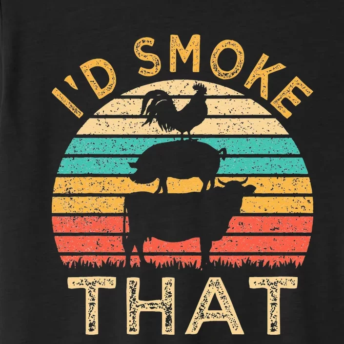 Funny BBQ Id Smoke That Barbeque Retro Grilling ChromaSoft Performance T-Shirt