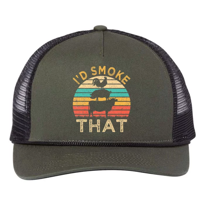 Funny BBQ Id Smoke That Barbeque Retro Grilling Retro Rope Trucker Hat Cap