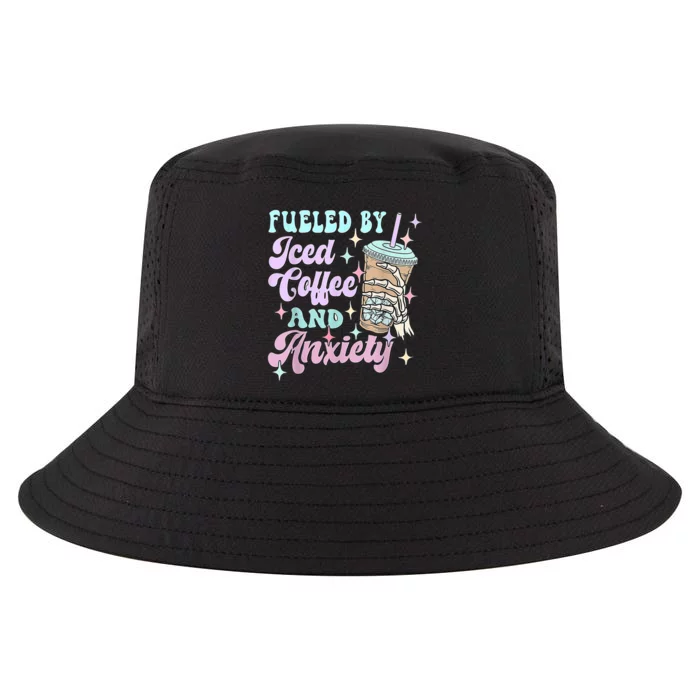 Fueled By Iced Coffee And Anxiety Mental Health Awareness Cool Comfort Performance Bucket Hat