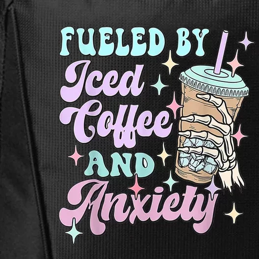 Fueled By Iced Coffee And Anxiety Mental Health Awareness City Backpack