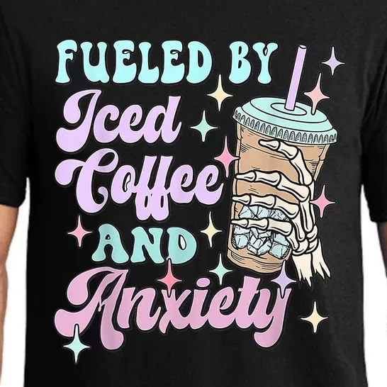 Fueled By Iced Coffee And Anxiety Mental Health Awareness Pajama Set