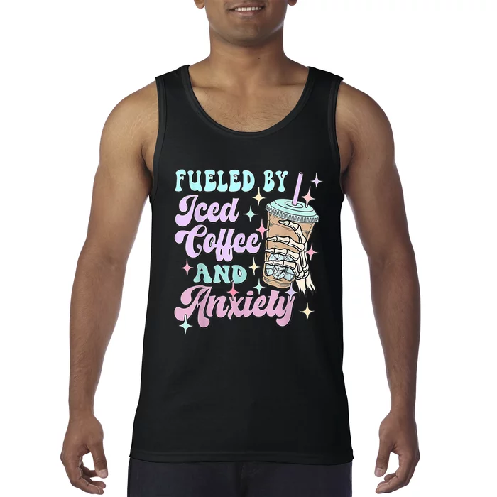 Fueled By Iced Coffee And Anxiety Mental Health Awareness Tank Top