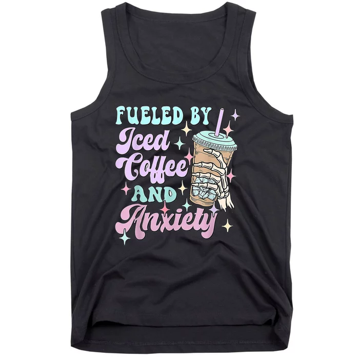 Fueled By Iced Coffee And Anxiety Mental Health Awareness Tank Top