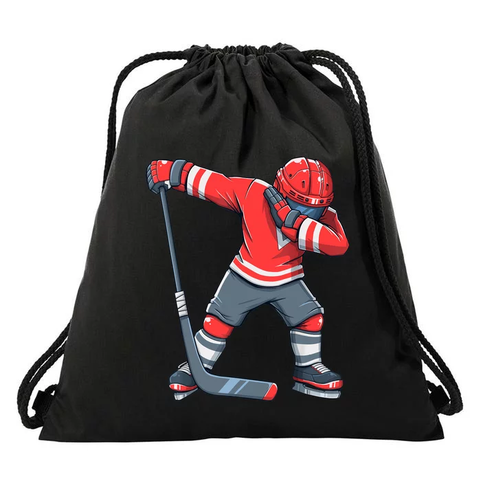 Funny Boy Ice Hockey Dab, Dabbing Player Drawstring Bag