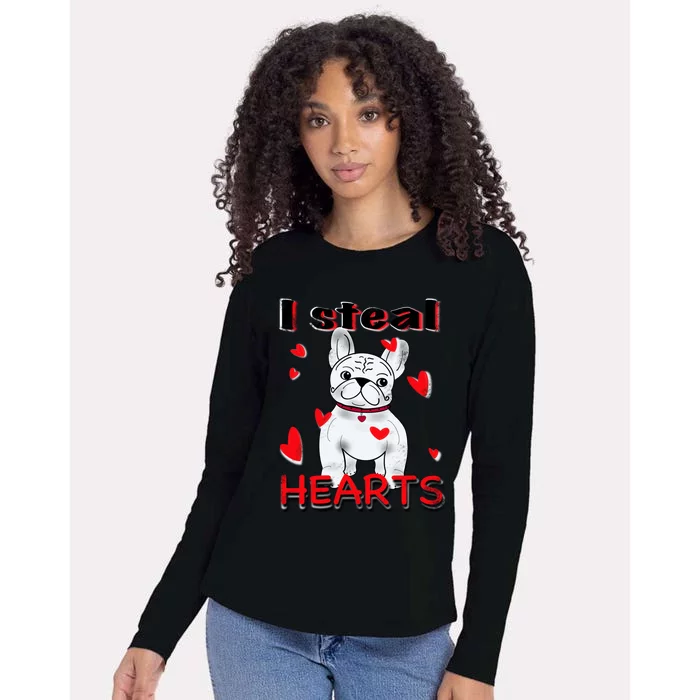 French Bulldog I Steal Hearts Tee Valentine Day Funny Gift Womens Cotton Relaxed Long Sleeve T-Shirt