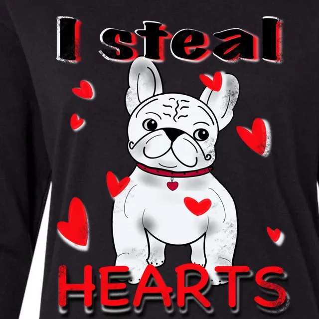 French Bulldog I Steal Hearts Tee Valentine Day Funny Gift Womens Cotton Relaxed Long Sleeve T-Shirt