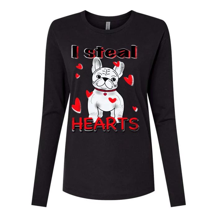 French Bulldog I Steal Hearts Tee Valentine Day Funny Gift Womens Cotton Relaxed Long Sleeve T-Shirt