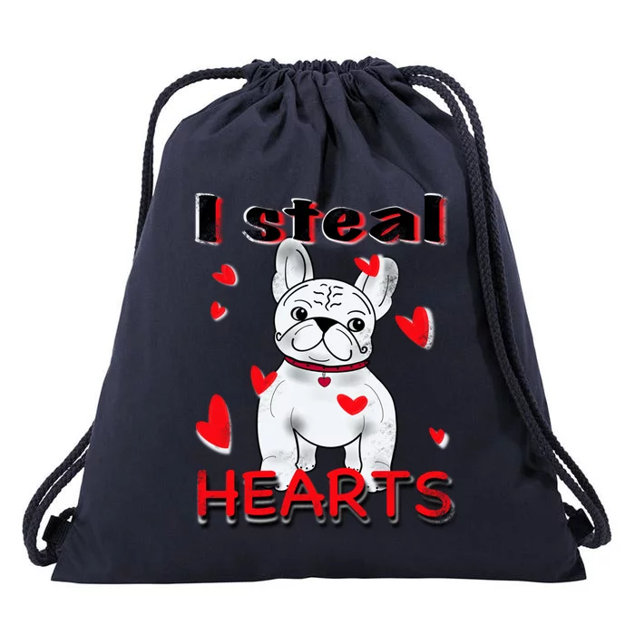 French Bulldog I Steal Hearts Tee Valentine Day Funny Gift Drawstring Bag