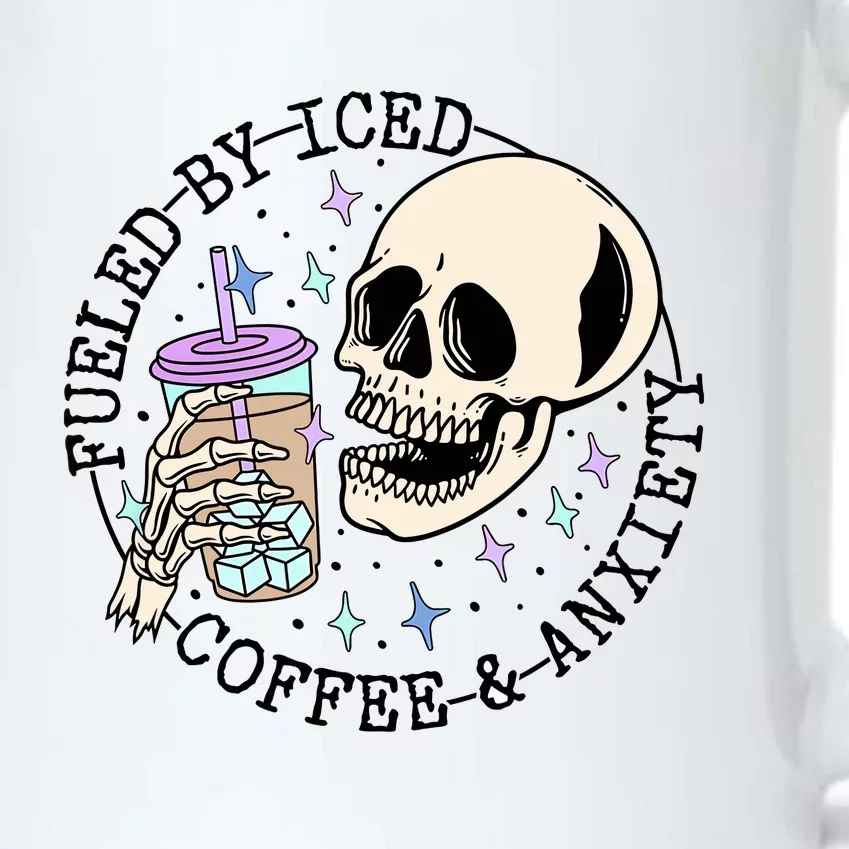 Fueled By Iced Coffee And Anxiety Skull Coffee Lover Black Color Changing Mug