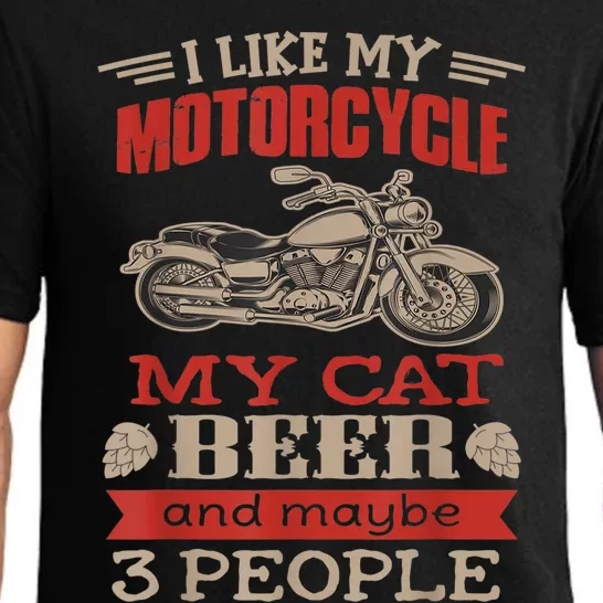 Funny Biker I Like My Motorcycle Cat Beer Pajama Set