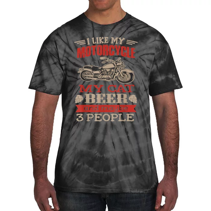 Funny Biker I Like My Motorcycle Cat Beer Tie-Dye T-Shirt