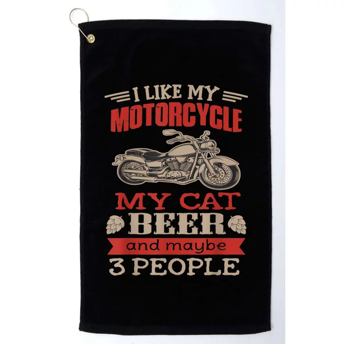 Funny Biker I Like My Motorcycle Cat Beer Platinum Collection Golf Towel