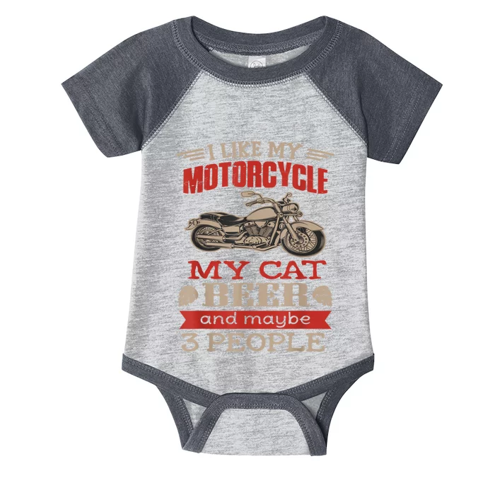 Funny Biker I Like My Motorcycle Cat Beer Infant Baby Jersey Bodysuit