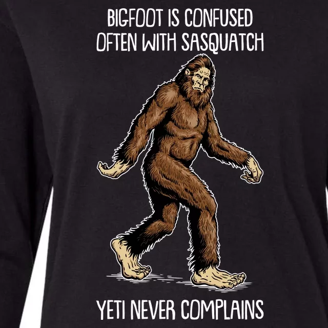 Funny Bigfoot Is Confused Often With Sasquatch Yeti Never Complains Womens Cotton Relaxed Long Sleeve T-Shirt