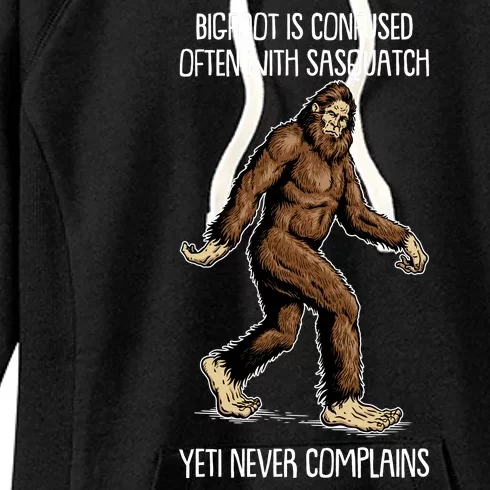 Funny Bigfoot Is Confused Often With Sasquatch Yeti Never Complains Women's Fleece Hoodie