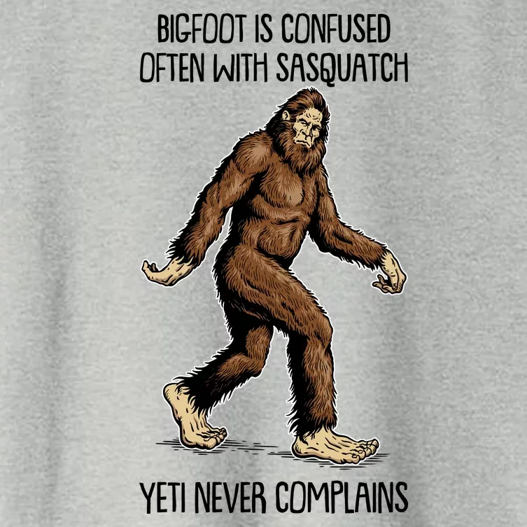 Funny Bigfoot Is Confused Often With Sasquatch Yeti Never Complains Women's Crop Top Tee