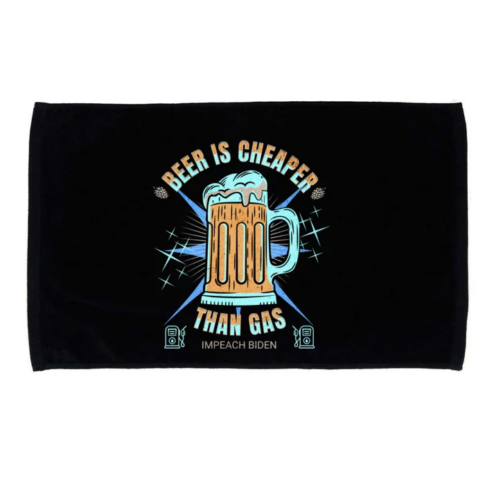 Funny Beer Is Cheaper Than Gas Anti Joe Biden Republican Microfiber Hand Towel