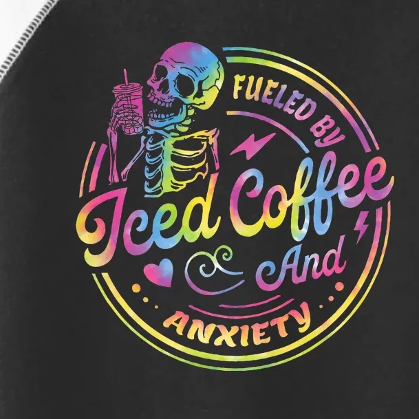 Fueled By Iced Coffee And Anxiety Skeleton Coffee Lover Toddler Fine Jersey T-Shirt