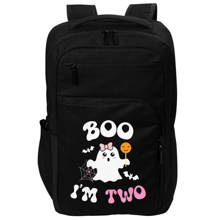 Funny Boo Im Two Ghost Second 2nd Birthday Groovy Halloween Impact Tech Backpack