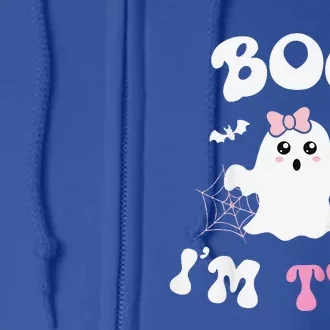 Funny Boo Im Two Ghost Second 2nd Birthday Groovy Halloween Full Zip Hoodie