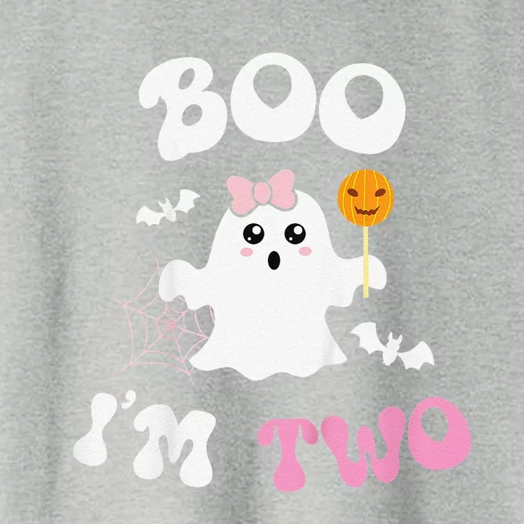 Funny Boo Im Two Ghost Second 2nd Birthday Groovy Halloween Women's Crop Top Tee