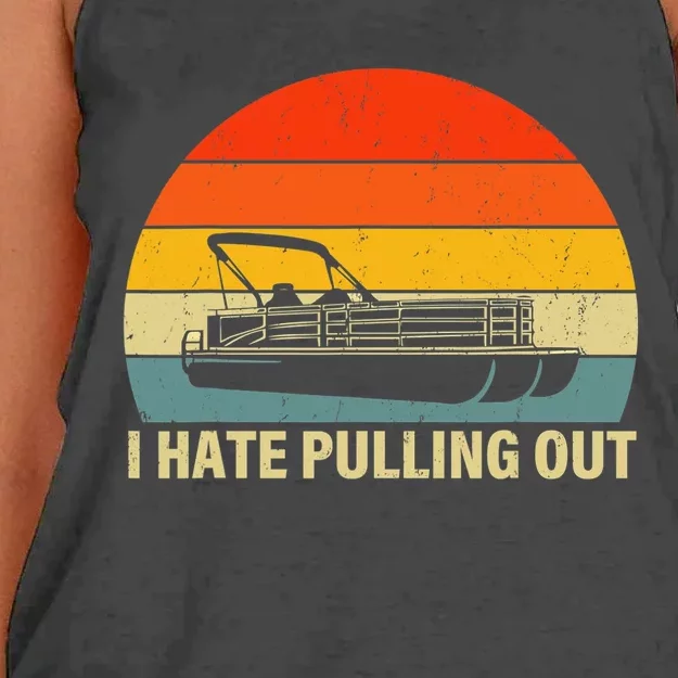 Funny Boating I Hate Pulling Out Pontoon Boat Captain Women's Knotted Racerback Tank