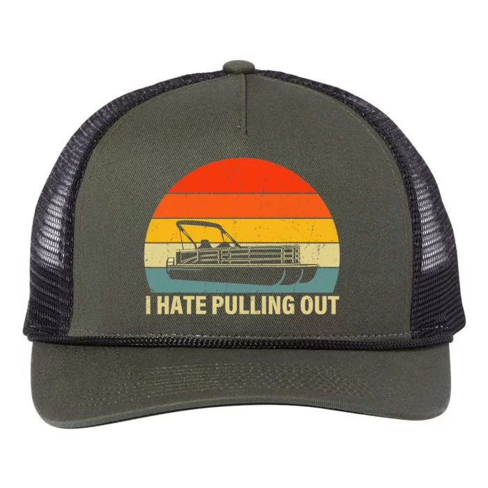 Funny Boating I Hate Pulling Out Pontoon Boat Captain Retro Rope Trucker Hat Cap