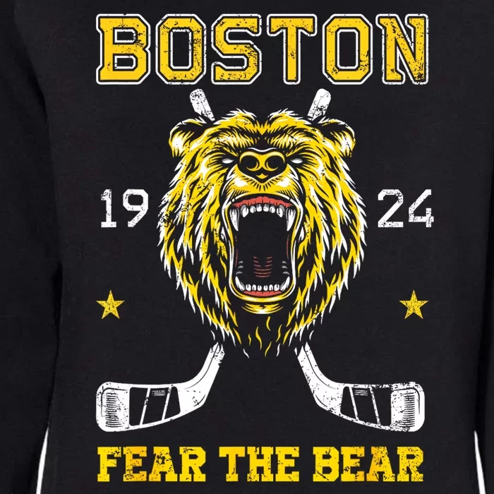 Funny Boston Ice Hockey Fear The Bear Gift Womens California Wash Sweatshirt