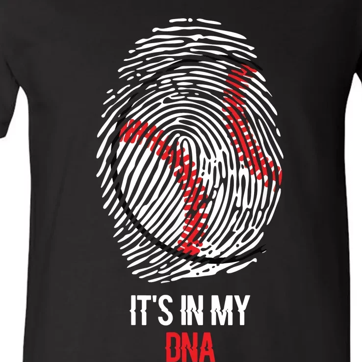 Funny Baseball It's In My DNA Fingerprint V-Neck T-Shirt