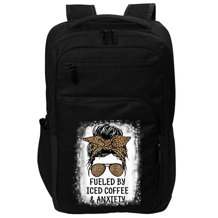 Fueled By Iced Coffee And Anxiety Funny Groovy Coffee Lover Impact Tech Backpack