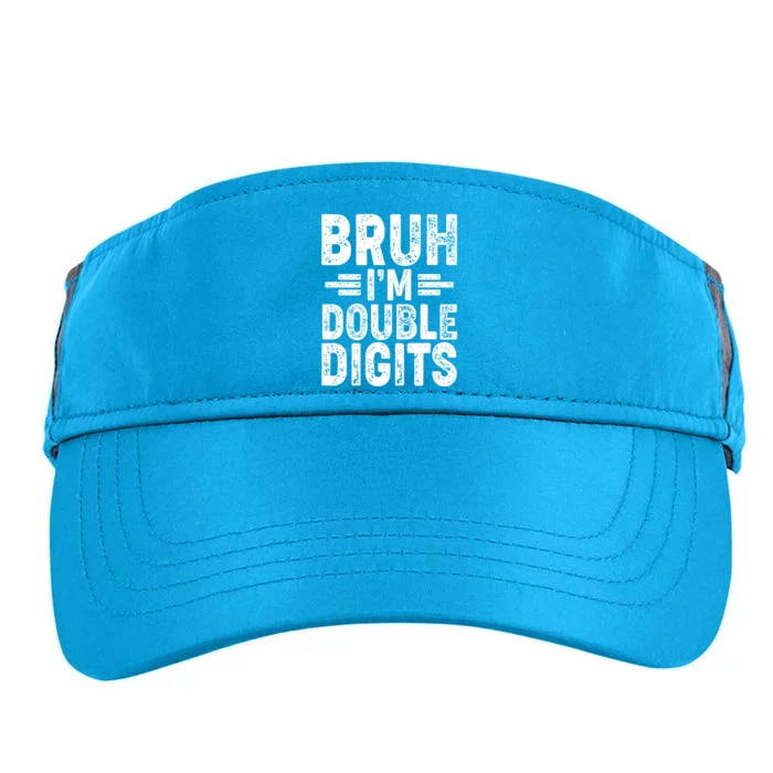 Funny Bruh Im Double Digits 10th Birthday Adult Drive Performance Visor