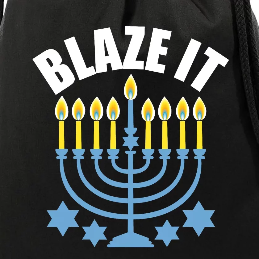 Funny Blaze It Light The Menorah Happy Hanukkah Novelty Drawstring Bag