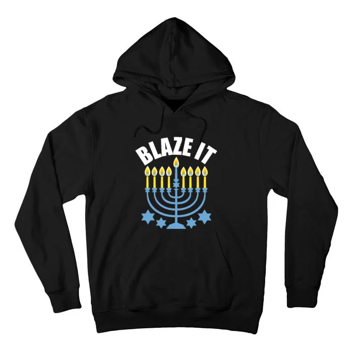 Funny Blaze It Light The Menorah Happy Hanukkah Novelty Tall Hoodie