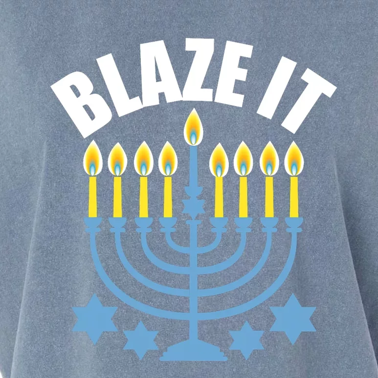 Funny Blaze It Light The Menorah Happy Hanukkah Novelty Garment-Dyed Women's Muscle Tee