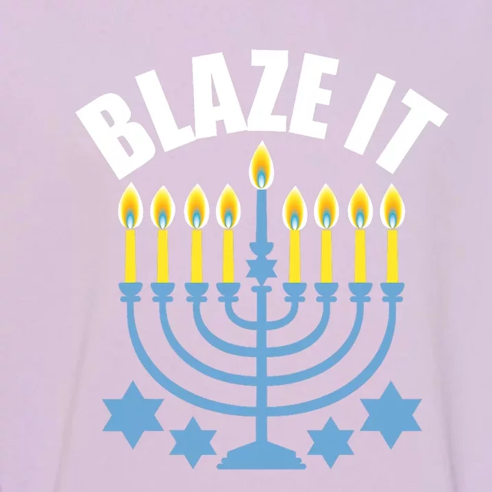 Funny Blaze It Light The Menorah Happy Hanukkah Novelty Garment-Dyed Sweatshirt