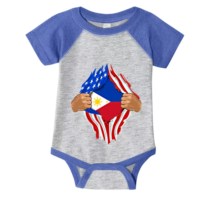 Filipino Blood Inside Me The Philippines Flag Gift Infant Baby Jersey Bodysuit