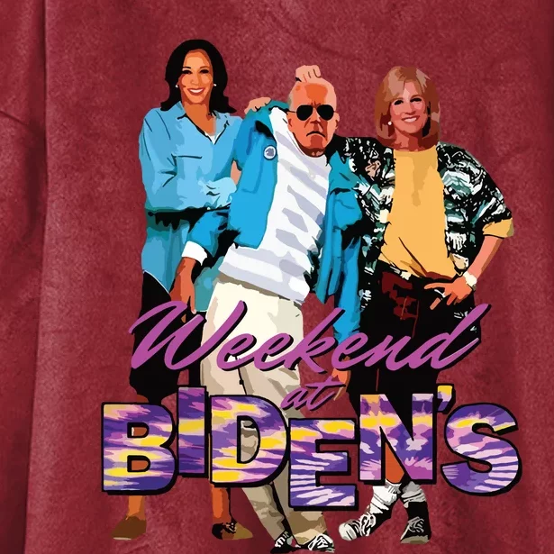 Funny Bidens Joke Weekend At Bidens Hooded Wearable Blanket