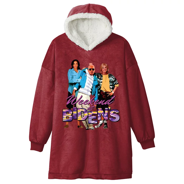 Funny Bidens Joke Weekend At Bidens Hooded Wearable Blanket