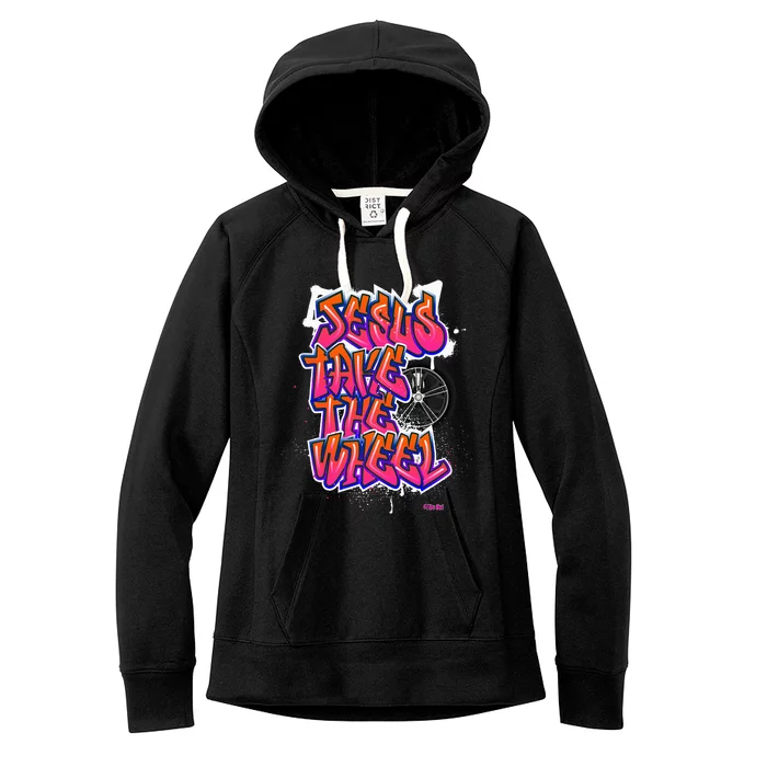 Flite Boi Jesus Take The Wheel Graffiti Women's Fleece Hoodie